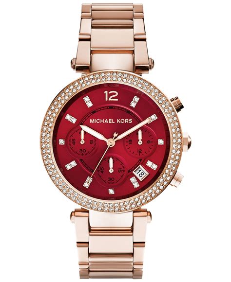 michael kors women's parker rose gold-tone stainless steel bracelet watch|Michael Kors parker rose gold bracelet.